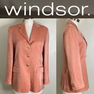 CLASSIC LUXURY VINTAGE WINDSOR BLAZER FLAX SILK CORAL SIZE EURO 40